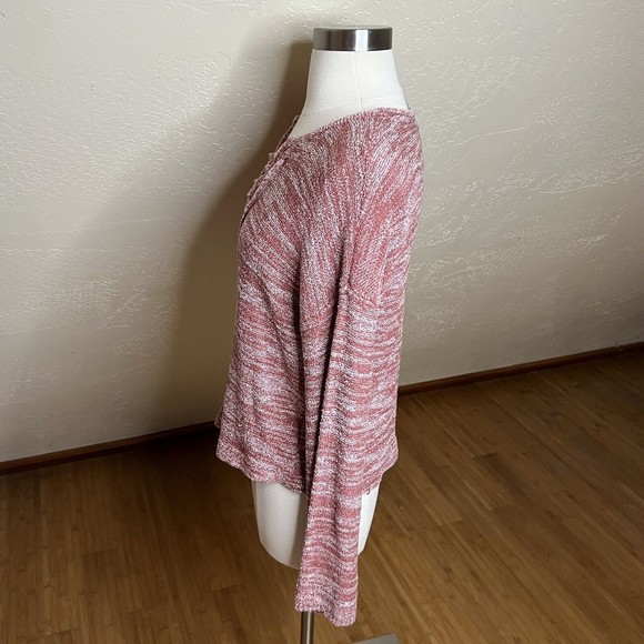 Billabong Sweater Womens Medium Red Tidal Vibes Baja Lace Up Knit - Picture 5 of 7